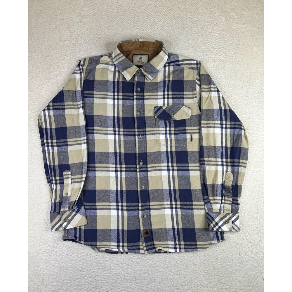 Legendary‎ Whitetails Shirt Mens Large Blue Buck Camp Flannel LS Button Up